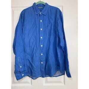 Tommy Bahama Men's Large 100% Linen Riviera Azure Sea Glass Breezer Shirt L